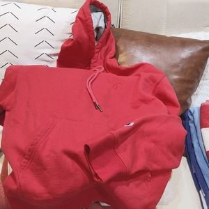 Champion Red Pullover Hoodie Unisex Size S